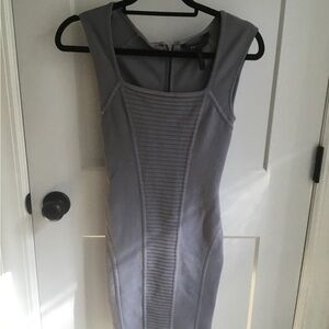 BCBGMaxAzria Gray Sleeveless Ribbed-Panel Mini Dress